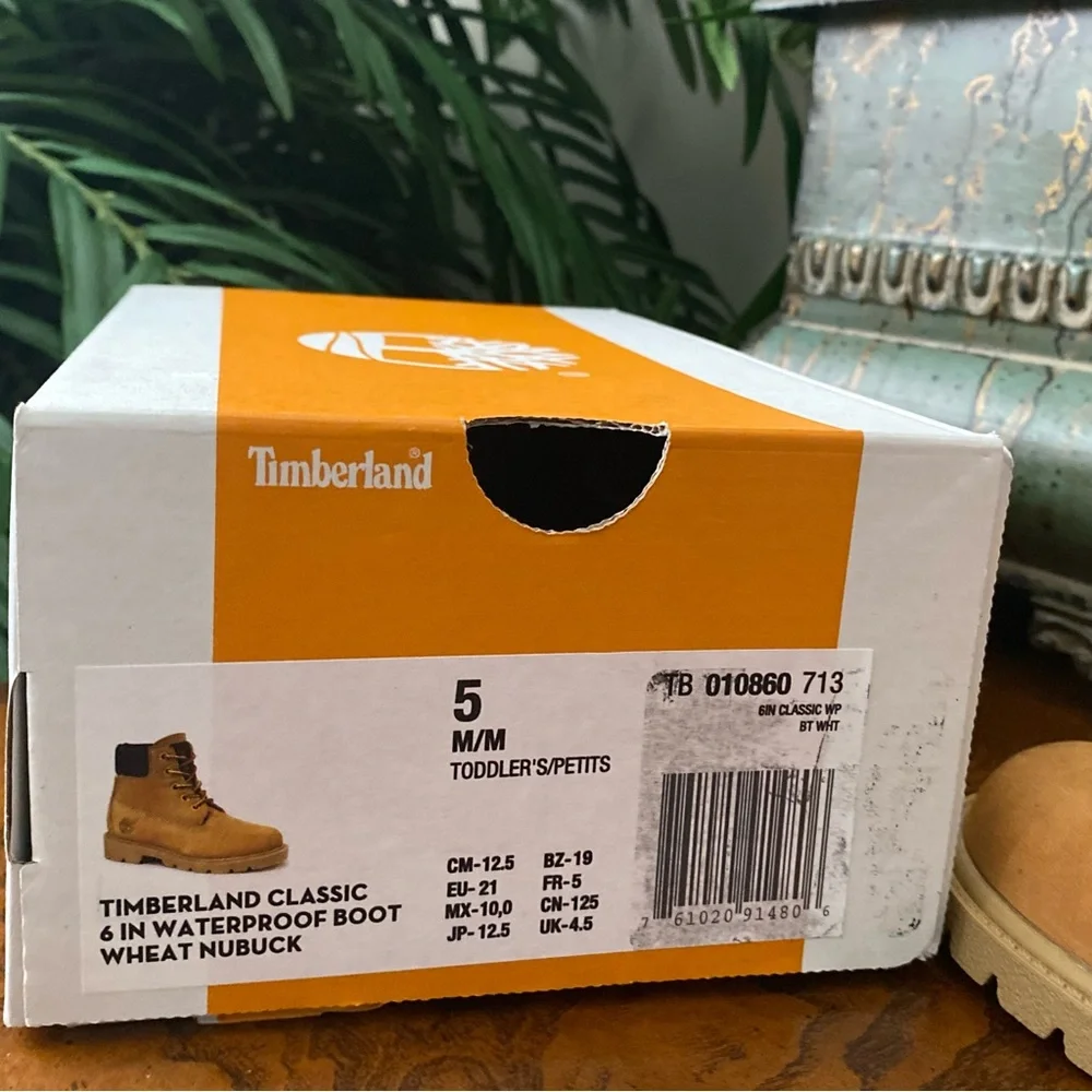 Timberland Classic 6” Waterproof Toddler Size 5 Wheat Nubuck Boot